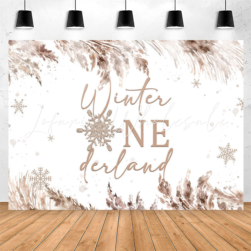 Lofaris Brown Watercolor Ink Snow Winter 1St Birthday Backdrop