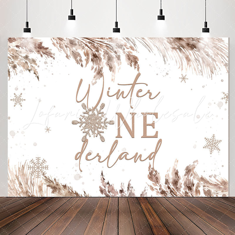 Lofaris Brown Watercolor Ink Snow Winter 1St Birthday Backdrop