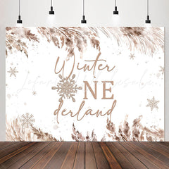 Lofaris Brown Watercolor Ink Snow Winter 1St Birthday Backdrop