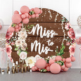 Lofaris Brown Wood Pink White Floral Miss To Mis Wedding Backdrop