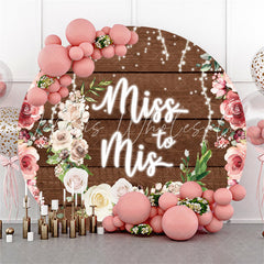 Lofaris Brown Wood Pink White Floral Miss To Mis Wedding Backdrop