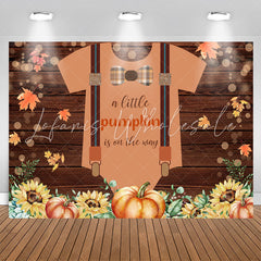 Lofaris Brown Wood Pumpkin Floral Baby Shower Backdrop