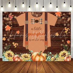Lofaris Brown Wood Pumpkin Floral Baby Shower Backdrop