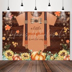 Lofaris Brown Wood Pumpkin Floral Baby Shower Backdrop