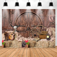 Lofaris Brown Wooden And Western Cowboy Birthday Party Backdrop