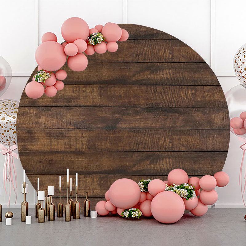 Lofaris Brown Wooden Texture Simple Round Backdrop For Party