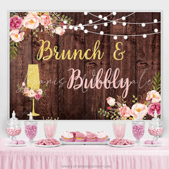 Lofaris Brunch And Bubbly Girls Day Wooden Party Backdrop
