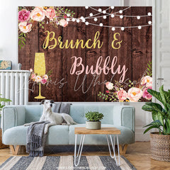 Lofaris Brunch And Bubbly Girls Day Wooden Party Backdrop