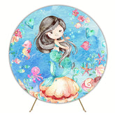 Brunette Mermaid Fantasy Round Backdrop for Party