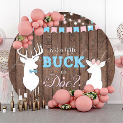 Lofaris Buck Or Doe Wooden Round Gender Reveal Backdrop