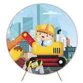 Builder Round Backdrop for Construction Theme Event