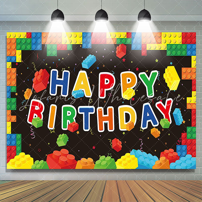 Lofaris Building Blocks Colorful Birthday Backdrop for Kids