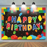 Lofaris Building Blocks Colorful Birthday Backdrop for Kids