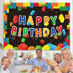 Lofaris Building Blocks Colorful Birthday Backdrop for Kids