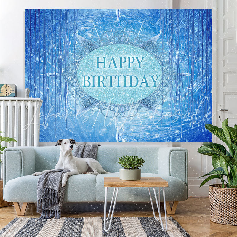 Lofaris Bule And Glitter Crystal Above Sea Birthday Backdrop