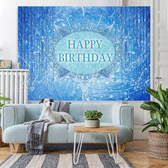 Lofaris Bule And Glitter Crystal Above Sea Birthday Backdrop