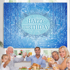Lofaris Bule And Glitter Crystal Above Sea Birthday Backdrop