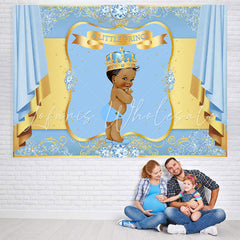 Lofaris Bule And Golden Crown Baby Shower Backdrop For Prince