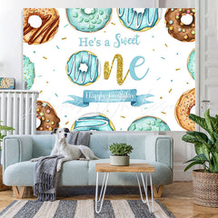 Lofaris Bule Donuts Sweet 1St Happy Birthday Backdrop For Boy