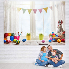 Lofaris Bunny And Sunny With White Window Baby Shower Backdrop