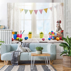 Lofaris Bunny And Sunny With White Window Baby Shower Backdrop