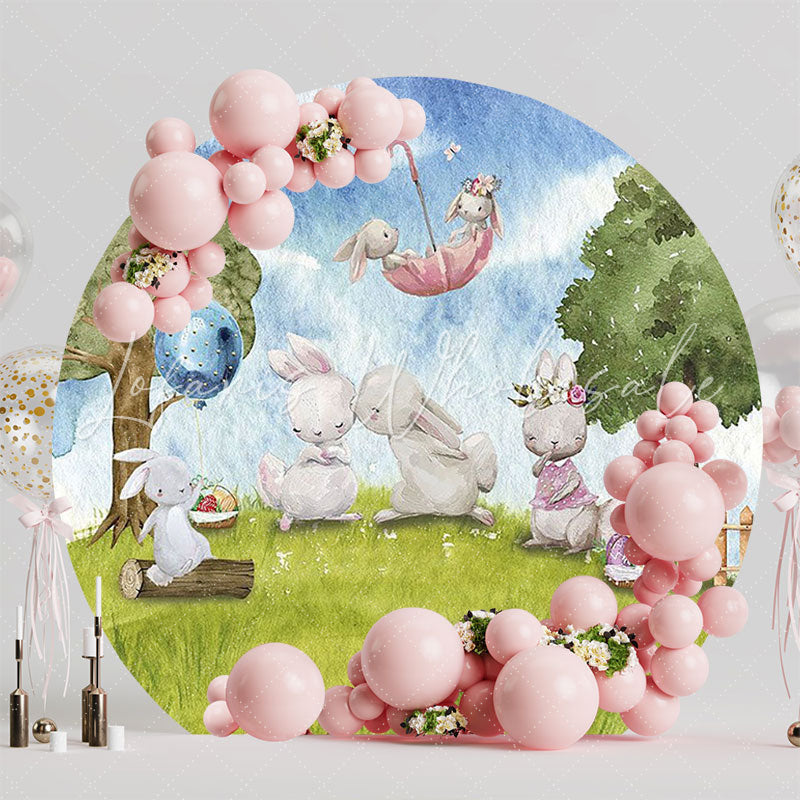 Bunny Forest Easter Round Backdrop for Spring Gathering Fun