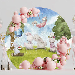 Bunny Forest Easter Round Backdrop for Spring Gathering Fun