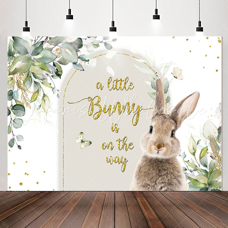Lofaris Bunny Is On The Way Rabbit Leaf Baby Shower Backdrop