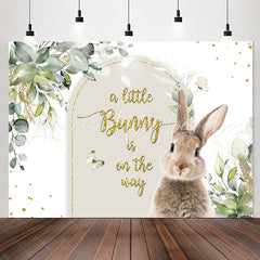 Lofaris Bunny Is On The Way Rabbit Leaf Baby Shower Backdrop