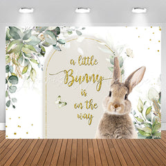Lofaris Bunny Is On The Way Rabbit Leaf Baby Shower Backdrop