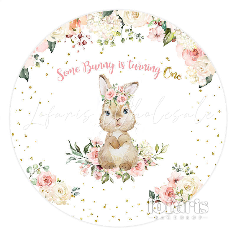 Lofaris Bunny Is Turning One Happy Birthday Circle Backdrop
