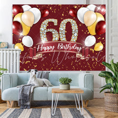 Lofaris Burgundy And Gold Balloon Happy 60Th Birthday Backdrop