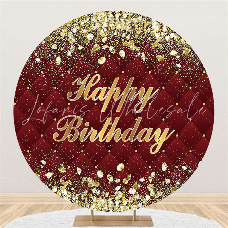 Lofaris Burgundy And Rose Golden Round Happy Birthday Backdrop
