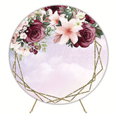 Burgundy Flowers Round Backdrop for Elegant Event