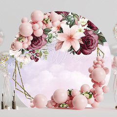 Burgundy Flowers Round Backdrop for Elegant Event