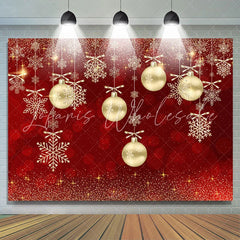 Lofaris Burgundy With Shiny Snowflake Christmas Ball Backdrop
