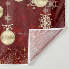 Lofaris Burgundy With Shiny Snowflake Christmas Ball Backdrop