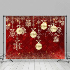 Lofaris Burgundy With Shiny Snowflake Christmas Ball Backdrop