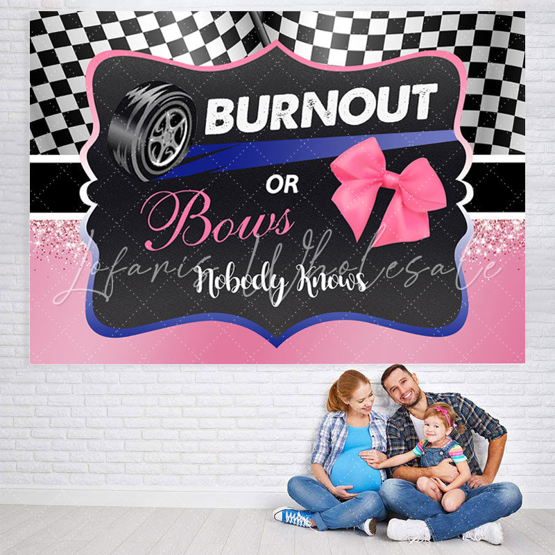 Lofaris Burnout Or Bows Black and Pink Baby Shower Backdrop