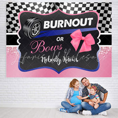 Lofaris Burnout Or Bows Black and Pink Baby Shower Backdrop
