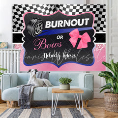 Lofaris Burnout Or Bows Black and Pink Baby Shower Backdrop