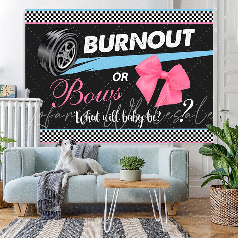 Lofaris Burnout Or Bows What Will Baby Be Shower Backdrop