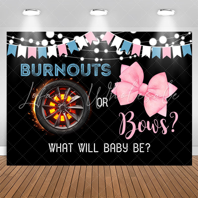 Lofaris Burnouts Or Bows Black Backdrop For Gender Reveal