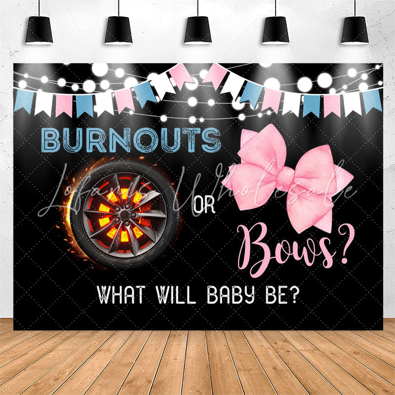 Lofaris Burnouts Or Bows Black Backdrop For Gender Reveal