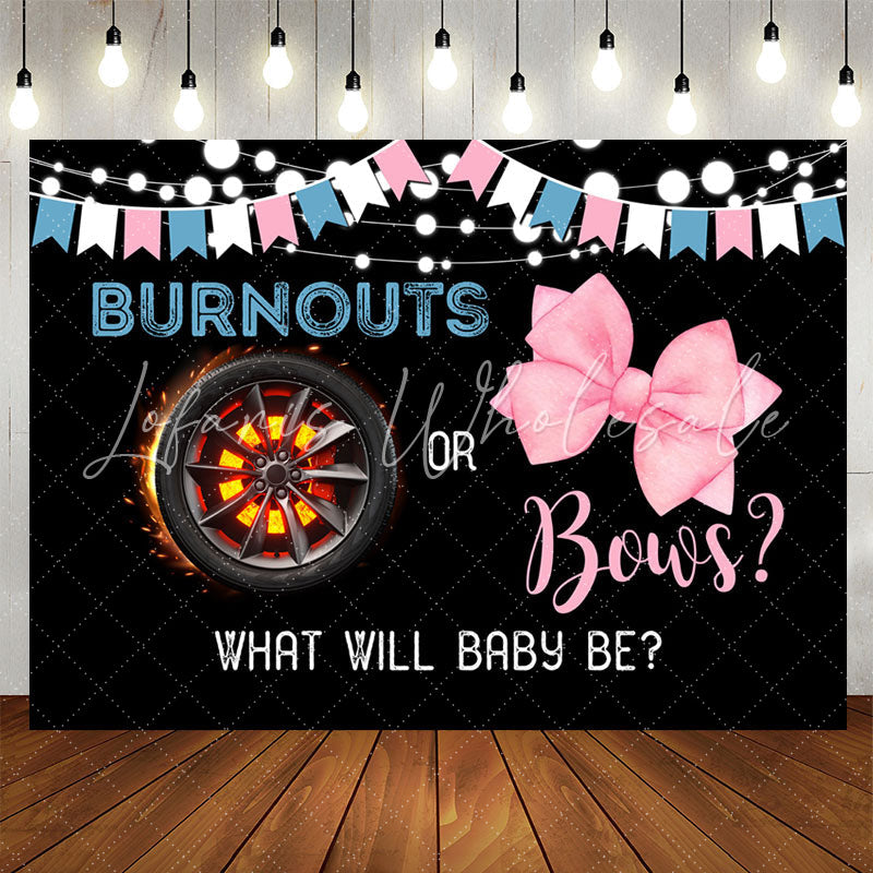Lofaris Burnouts Or Bows Black Backdrop For Gender Reveal