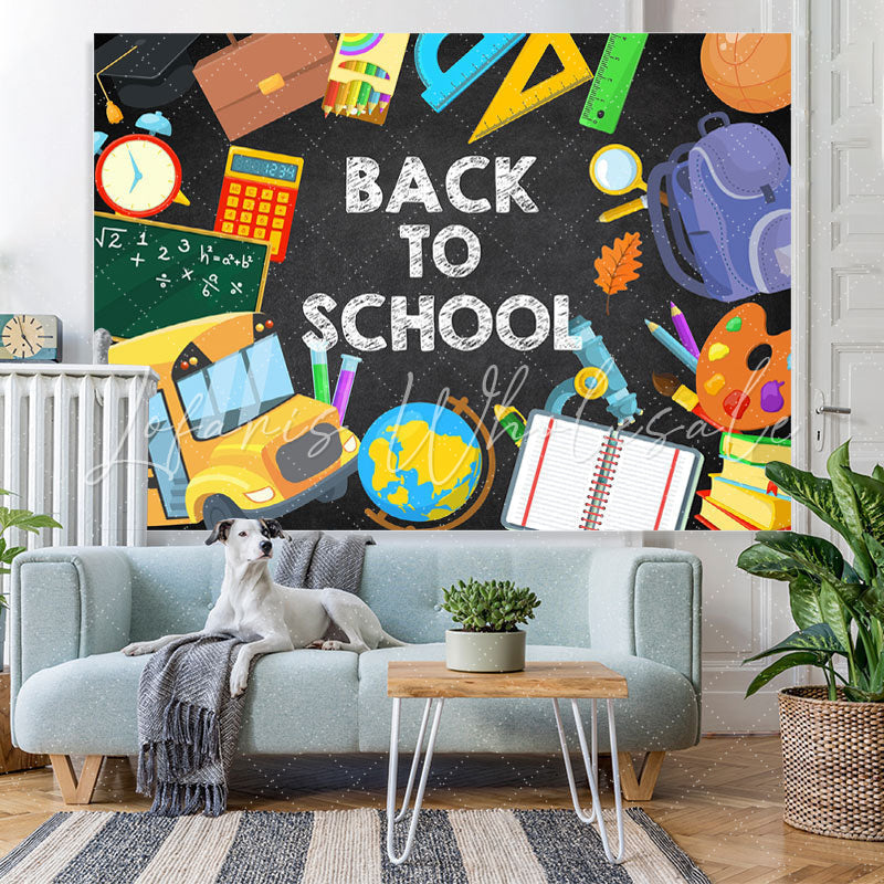 Lofaris Bus and student stationery Back to School Backdrop