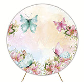 Butterflies and Flowers Round Backdrop for Spring Party Theme
