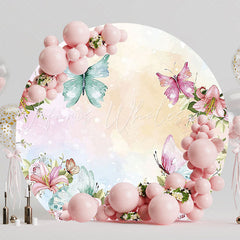 Butterflies and Flowers Round Backdrop for Spring Party Theme