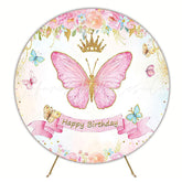 Butterfly Happy Birthday Round Backdrop for Party Fun