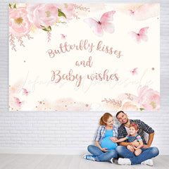 Lofaris Butterfly Kisses And Baby Wished Backdrop for Shower